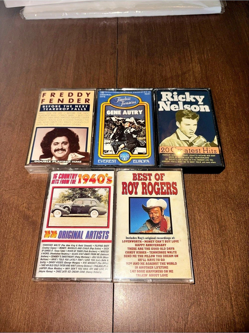 Cassette Lot Of 5 Roy Rogers / Ricky Nelson / Gene Autry / Freddy Fender / 1940